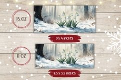 Winter Forest Mug Wrap, Winter Flowers Coffee Mug Design Product Image 2