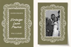 Hand-drawn Lace Frame PNG | Wedding Frame Product Image 1