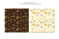 Fall Clipart, Patterns, Frames with Autumn Leaves Product Image 3