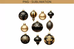 Black Christmas Ball Ornaments, Aesthetic Art Prints Product Image 1