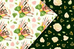 Makeup - watercolor seamless patterns, glam clipart Product Image 7
