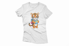Cute Tiger Cub with Backpack and Book Watercolor PNG Product Image 3