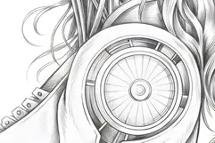 Robot Girl coloring page for adults. Adult coloring page Product Image 3