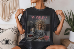 Funny Monday PNG, Tired Doll Coffee Shirt Design Product Image 1