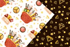 Makeup - watercolor seamless patterns, glam clipart Product Image 5