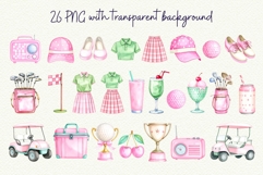 Coquette Pink Golf Vintage Golf Club Watercolor Clipart Product Image 2