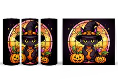 Cute Black Cat Tumbler. Halloween Pumpkin Tumbler Design Product Image 2