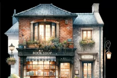 Vintage Bookstore Scene, Miniature Shop Illustrations Product Image 2
