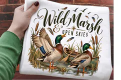 Wild Marsh & Open Skies Mallard Duck Wetland PNG Sublimation Product Image 1