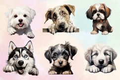 Breeds Of Peeking Dogs Clipart, Watercolor Clipart Product Image 2