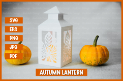 Autumn lantern SVG I Fall candle Paper cut SVG Product Image 1