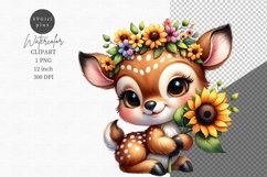 Deer clipart, Sunflowers clipart Product Image 1