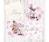 Luxury digital paper pack, pink florals paper, kisses Product Image 2