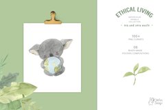 Animals watercolor clipart. Zero waste and eco Product Image 2