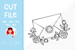 Floral envelope Line Art Cut File Product Image 1