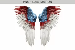 Patriotic Angel Wings PNG Sublimation Design | Independence Product Image 1