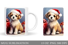 Christmas Dog Mug Design. Cute Dog Mug Sublimation Product Image 1