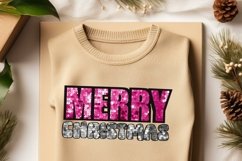 Merry Christmas Sequin Glitter Letters - Pink and Gray Product Image 3