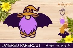 3d Halloween shadow box svg, Layered halloween gnome laser Product Image 3