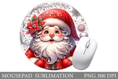 Cute Santa Claus Mouse Pad. Christmas Mouse Pad Sublimation Product Image 1