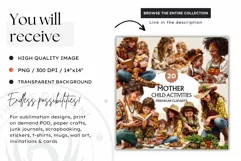 Watercolor Mothers day Clipart,Mother child book reading Product Image 3