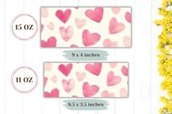 Pink Love Mug Template, Watercolor Love Hearts Mug PNG Product Image 2