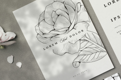 elegant wedding card with hand drawn line art roses flower Product Image 2