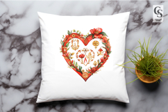 Folk Art Floral Heart Clipart Sublimation PNG Product Image 3