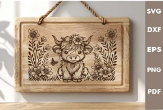 Baby Highland cow Design, Cutting board SVG, Laser cut SVG Product Image 1