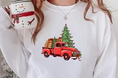 Red Christmas Truck Sublimation Clipart, Christmas PNG Product Image 2