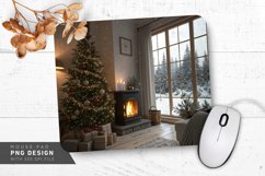 Cozy Holiday Room Fireplace and Christmas Tree Mouse Pad PNG Product Image 1