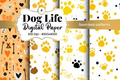 Dog Paw Digital Paper Seamless Scrapbook Paper Product Image 1