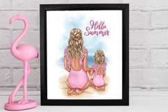 Family clipart, Mom and daughter on the beach clipart Product Image 3