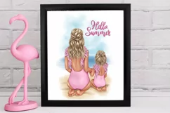 Family clipart, Mom and daughter on the beach clipart Product Image 3