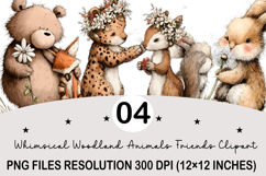Whimsical Animals Friends Clipart Valentine's Day PNG Product Image 1