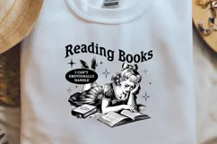 Retro Girl Quotes Reading books Black png Product Image 1