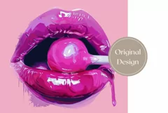 Pink Lips Tumbler Wrap, Colorful Lips Tumbler Design Product Image 2