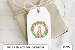 Rabbit and Tropical Floral wreath PNG Product Image 2