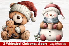 2 Whimsical Christmas Clipart | Cute Holiday PNG Set Product Image 1