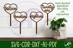 Heart number cake topper SVG laser cut 16 17 18 and 21 Product Image 2