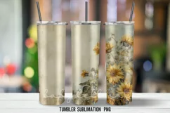 Sunflower Vintage Tumbler Wrap Sublimation Designs Product Image 2