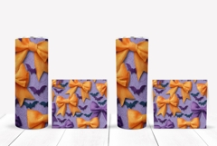 Cute Bows Tumbler Wrap, Cartoon Halloween Bats Tumbler PNG Product Image 2