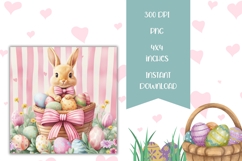 Cute Easter Bunny Square Coasters, Easter Square Coasters Product Image 2