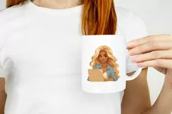 Boss Lady Illustration, Blonde Girl with Laptop, Boss PNG Product Image 2