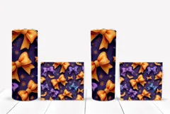 Cute Bows Tumbler Wrap, Cartoon Halloween Bats Tumbler Print Product Image 2