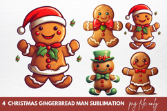 Christmas Gingerbread Man Sublimation Clipart Product Image 1