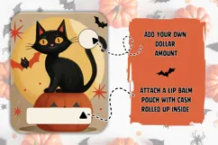 Cartoon Halloween Black Cat Money Card, Printable Halloween Product Image 2