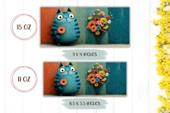 Funny Cat Mug Wrap, Flowers Mug Template, Cat Mug Print Product Image 2