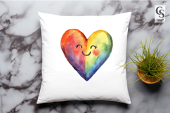 Cute Smiling Rainbow Heart Clipart Sublimation PNG Product Image 3