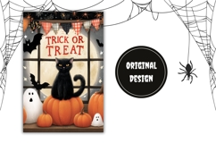 Trick Or Treat Garden Flag, Halloween Black Cat Garden Flag Product Image 2